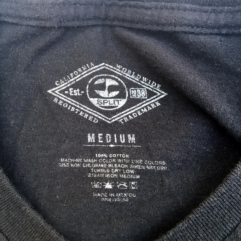 Split Black Graphic T Shirt Skater California M - Picture 3 of 3